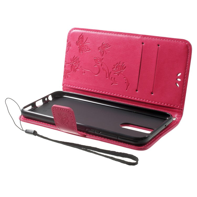 Imprint Butterfly Flowers Leather Wallet Shell Case for Huawei Mate 10 Lite / nova 2i / Maimang 6 / Honor 9i (India) - Rose
