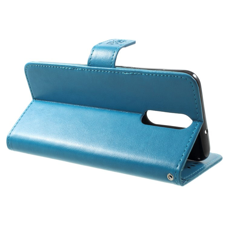 Imprint Butterfly Flowers Phone Leather Wallet Case for Huawei Mate 10 Lite / nova 2i / Maimang 6 / Honor 9i (India) - Blue