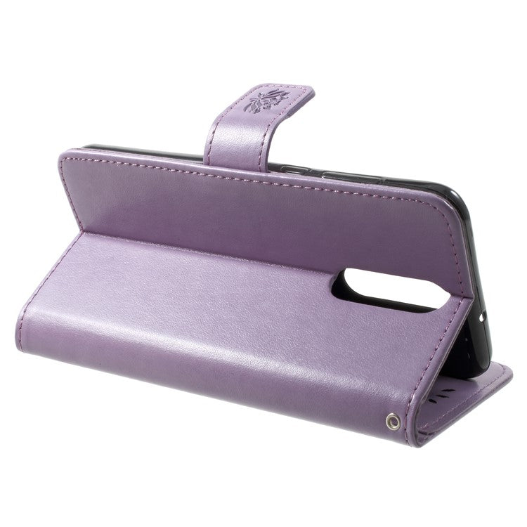 Imprint Butterfly Flowers Leather Wallet Case Shell for Huawei Mate 10 Lite / nova 2i / Maimang 6 / Honor 9i (India) - Purple