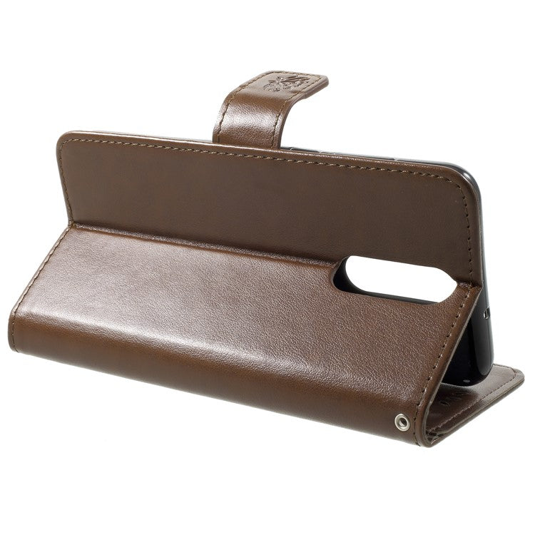 Imprint Butterfly Flowers Magnetic Leather Stand Case for Huawei Mate 10 Lite / nova 2i / Maimang 6 / Honor 9i (India) - Brown