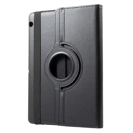 Litchi Grain Leather Protective Case with 360 Degrees Rotary Stand Hollow Design for Huawei MediaPad T3 10 - Black