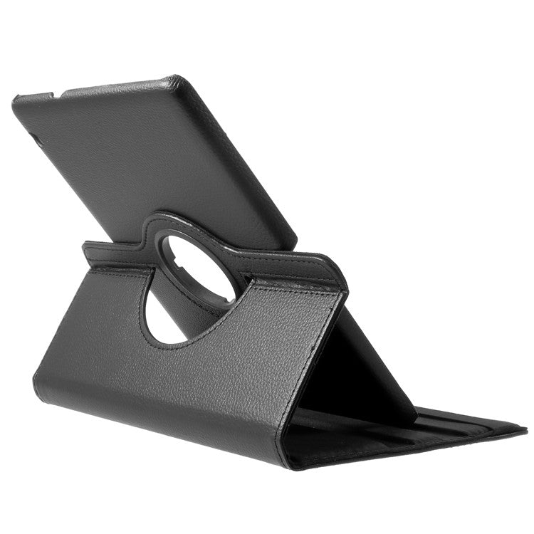 Litchi Grain Leather Protective Case with 360 Degrees Rotary Stand Hollow Design for Huawei MediaPad T3 10 - Black