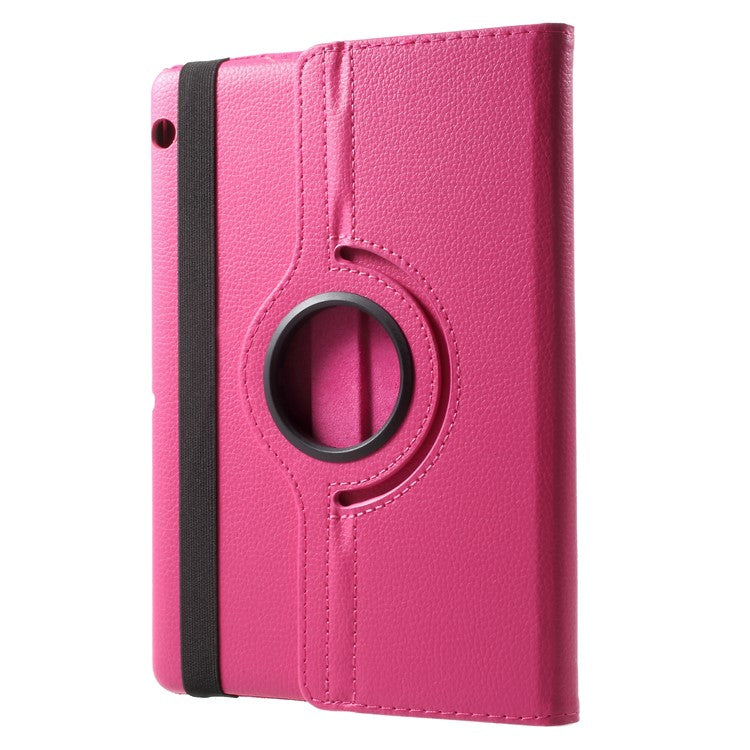 Litchi Grain Leather Protective Case with 360 Degrees Rotary Stand Hollow Design for Huawei MediaPad T3 10 - Rose