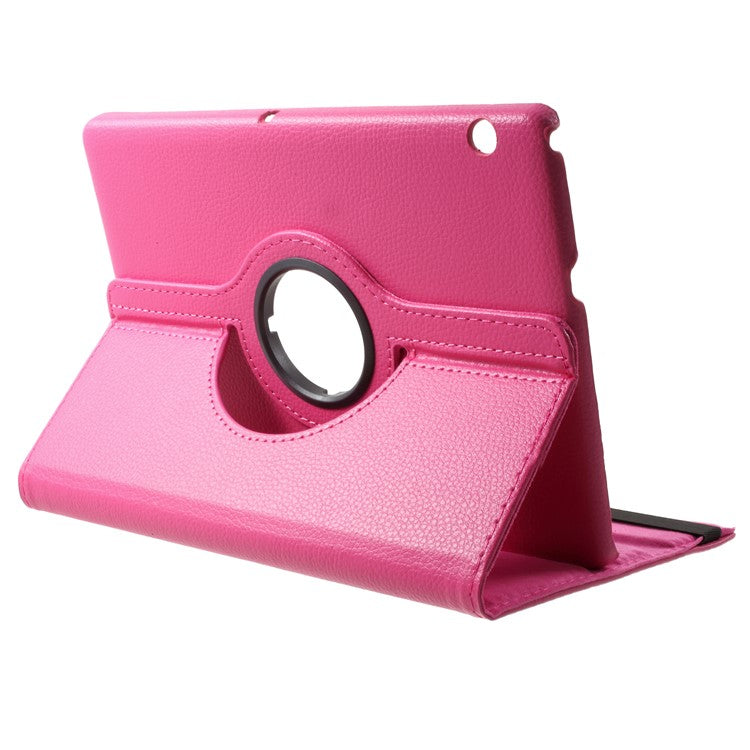 Litchi Grain Leather Protective Case with 360 Degrees Rotary Stand Hollow Design for Huawei MediaPad T3 10 - Rose