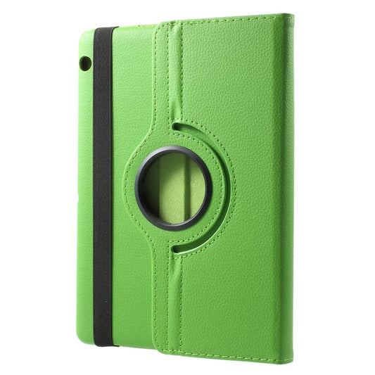 Litchi Grain Leather Protective Case with 360 Degrees Rotary Stand Hollow Design for Huawei MediaPad T3 10 - Green