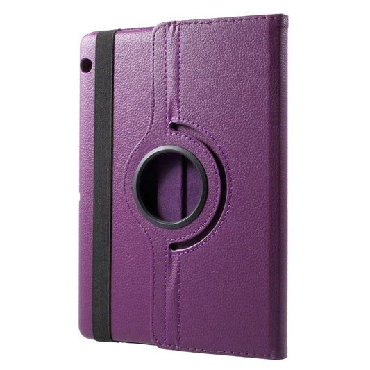 Litchi Grain Leather Protective Case with 360 Degrees Rotary Stand Hollow Design for Huawei MediaPad T3 10 - Purple
