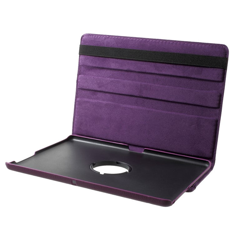 Litchi Grain Leather Protective Case with 360 Degrees Rotary Stand Hollow Design for Huawei MediaPad T3 10 - Purple