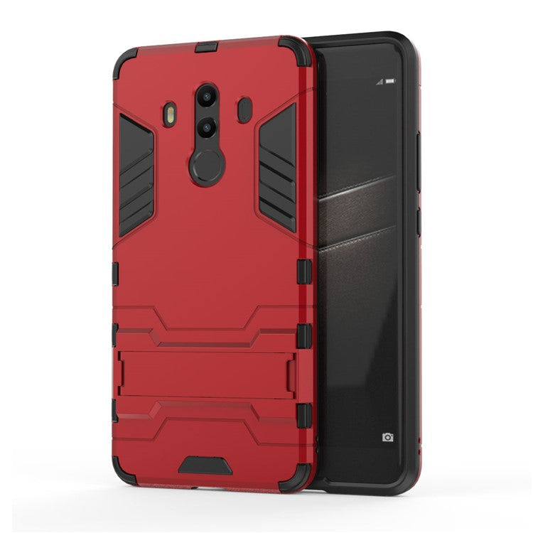 For Huawei Mate 10 Pro Shockproof PC + TPU Hybrid Kickstand Cell Phone Cover - Red