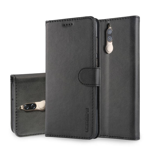 LC.IMEEKE for Huawei Mate 10 Lite / nova 2i / Maimang 6 / Honor 9i (India) PU Leather Wallet Stand Case Mobile Phone Accessory - Black