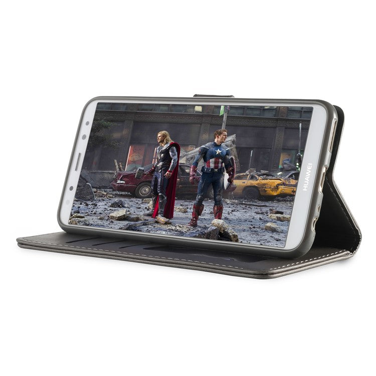 LC.IMEEKE for Huawei Mate 10 Lite / nova 2i / Maimang 6 / Honor 9i (India) PU Leather Wallet Stand Case Mobile Phone Accessory - Grey