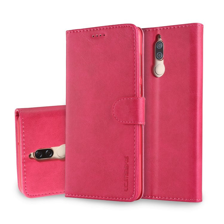 LC.IMEEKE for Huawei Mate 10 Lite / nova 2i / Maimang 6 / Honor 9i (India) PU Leather Wallet Stand Case Mobile Phone Accessory - Rose