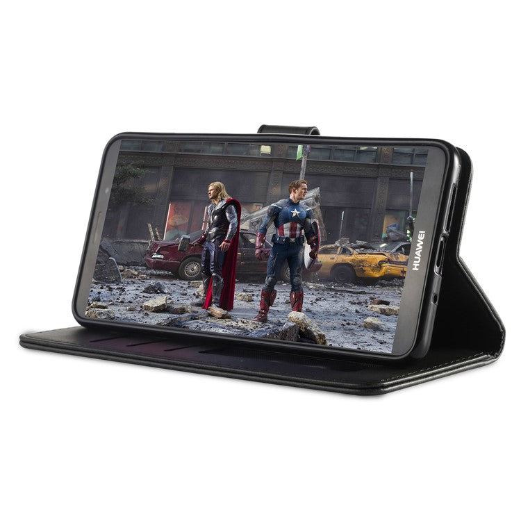 LC.IMEEKE for Huawei Mate 10 Pro PU Leather Wallet Stand Case with Card Slots - Black