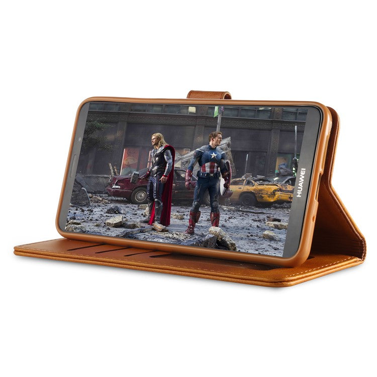 LC.IMEEKE PU Leather Protection Cell Phone Case with Card Slots for Huawei Mate 10 Pro - Brown