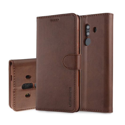 LC.IMEEKE Card Slots Leather Flip Stand Mobile Case Accessory for Huawei Mate 10 Pro - Coffee