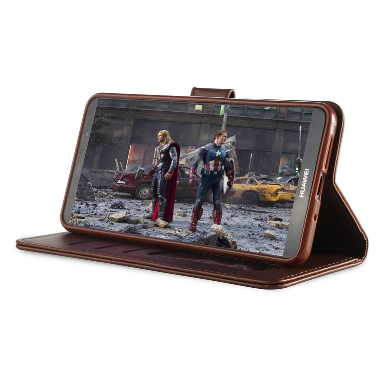 LC.IMEEKE Card Slots Leather Flip Stand Mobile Case Accessory for Huawei Mate 10 Pro - Coffee