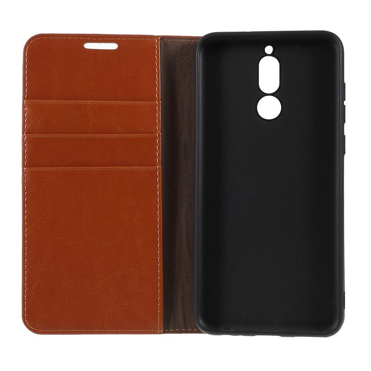 For Huawei Mate 10 Lite/nova 2i/Maimang 6 Crazy Horse Genuine Leather Wallet Casing with Stand - Brown