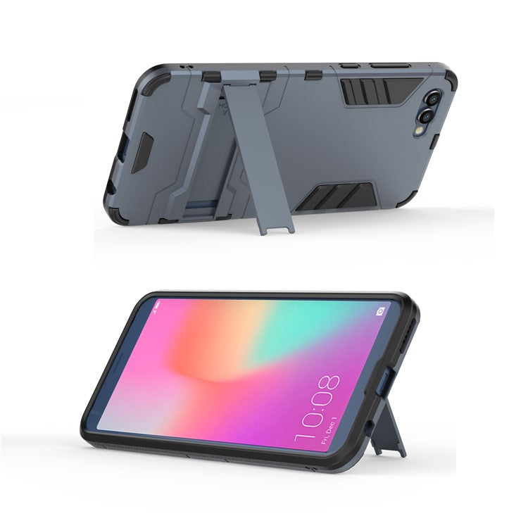For Huawei Honor V10 / View 10 Cool PC+TPU Hybrid Protection Case Accessory with Kickstand - Dark Blue