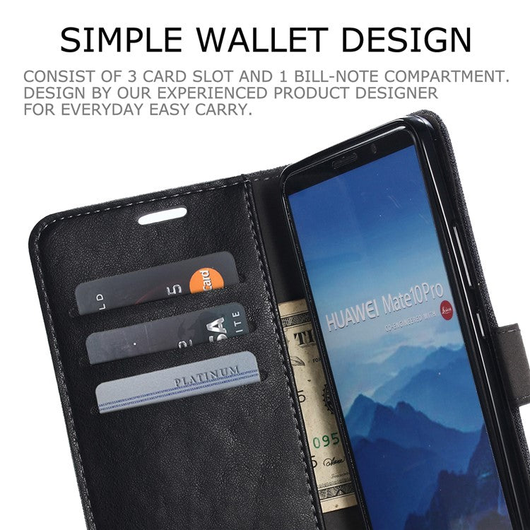 MUXMA Splicing PU Leather Canvas Wallet Phone Cover for Huawei Mate 10 Pro - Black