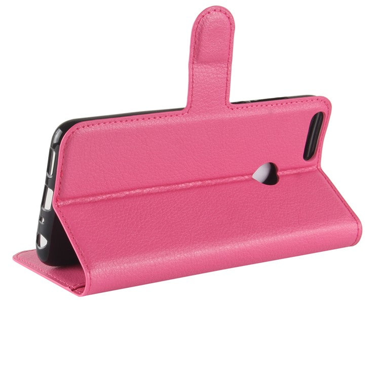 For Huawei P Smart / Enjoy 7S Litchi Grain PU Leather Wallet Stand Mobile Protective Shell - Rose