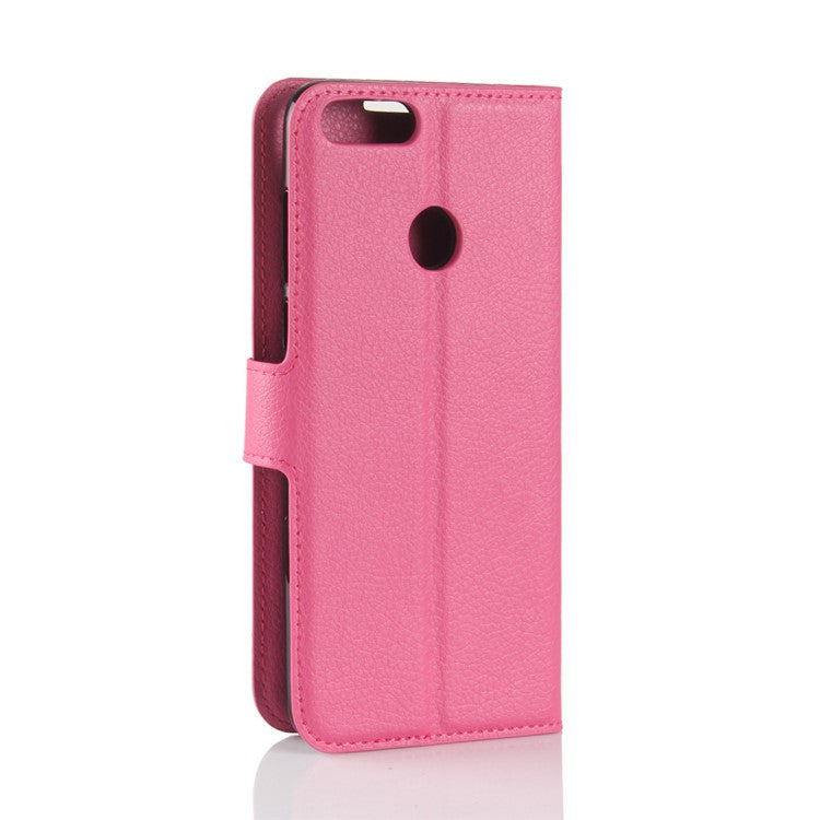 For Huawei P Smart / Enjoy 7S Litchi Grain PU Leather Wallet Stand Mobile Protective Shell - Rose
