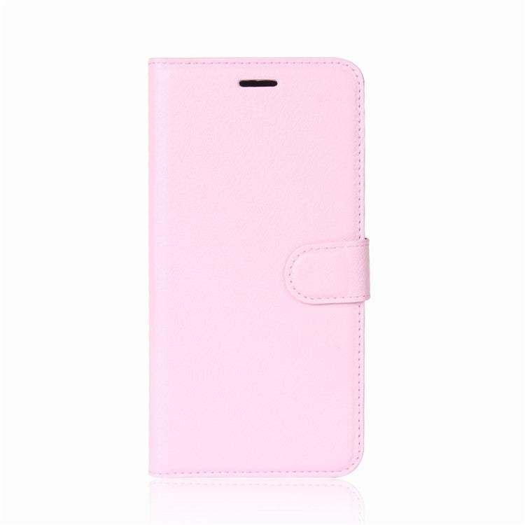 for Huawei P Smart / Enjoy 7S Litchi Texture Leather Wallet Stand Protective Cover Shell - Pink