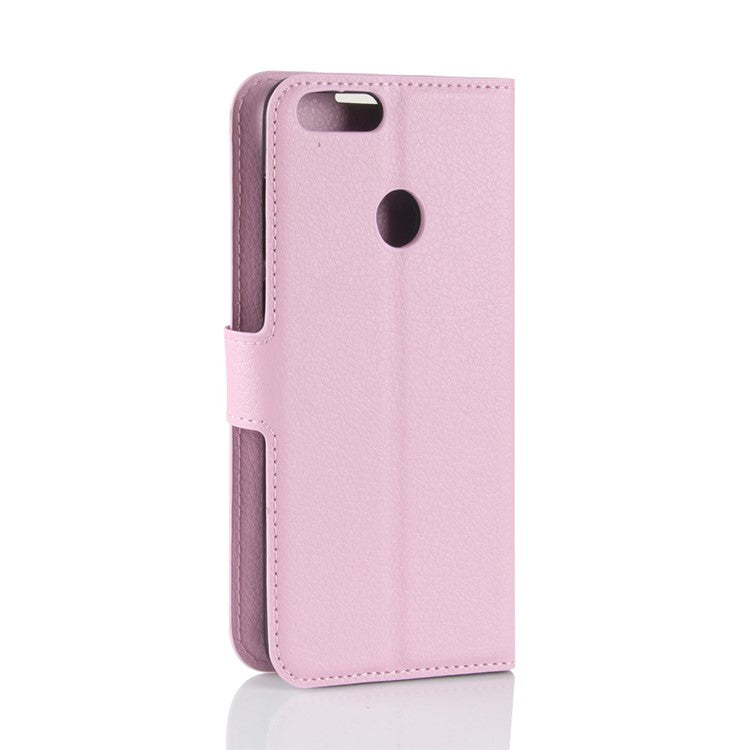 for Huawei P Smart / Enjoy 7S Litchi Texture Leather Wallet Stand Protective Cover Shell - Pink