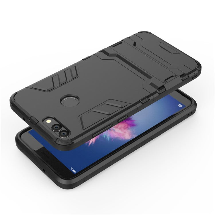 Cool Guard Plastic TPU Hybrid Case with Kickstand for Huawei P Smart / Enjoy 7S - Black