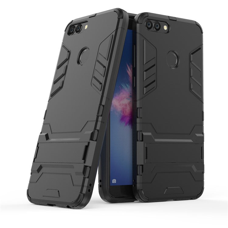 Cool Guard Plastic TPU Hybrid Case with Kickstand for Huawei P Smart / Enjoy 7S - Black