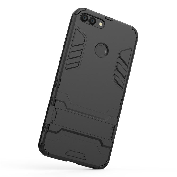 Cool Guard Plastic TPU Hybrid Case with Kickstand for Huawei P Smart / Enjoy 7S - Black