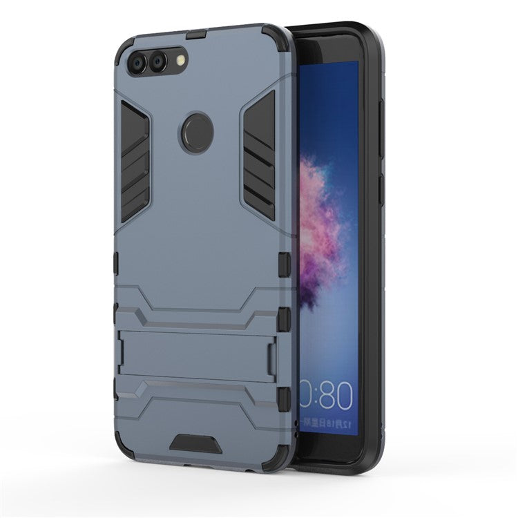Cool Guard PC + TPU Hybrid Mobile Phone Cover Shell with Kickstand for Huawei P Smart / Enjoy 7S - Dark Blue
