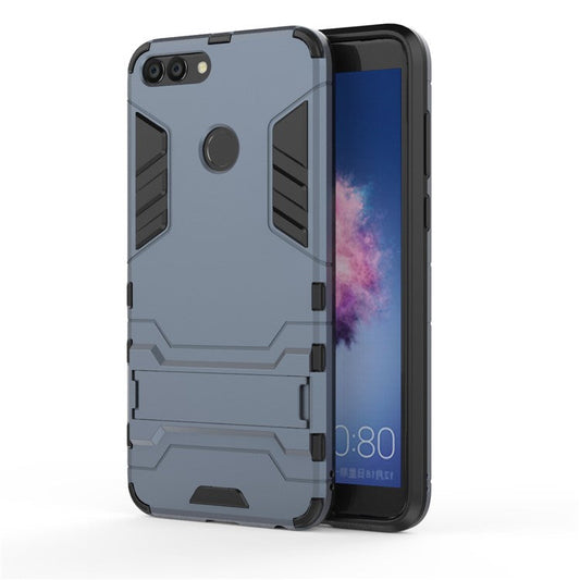 Cool Guard PC + TPU Hybrid Mobile Phone Cover Shell with Kickstand for Huawei P Smart / Enjoy 7S - Dark Blue