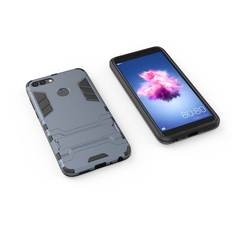 Cool Guard PC + TPU Hybrid Mobile Phone Cover Shell with Kickstand for Huawei P Smart / Enjoy 7S - Dark Blue