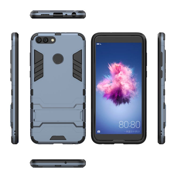 Cool Guard PC + TPU Hybrid Mobile Phone Cover Shell with Kickstand for Huawei P Smart / Enjoy 7S - Dark Blue