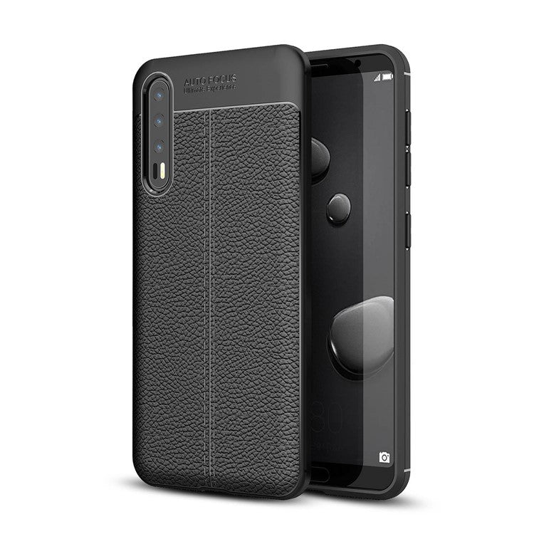 Litchi Grain Soft TPU Back Cover for Huawei P20 Pro - Black