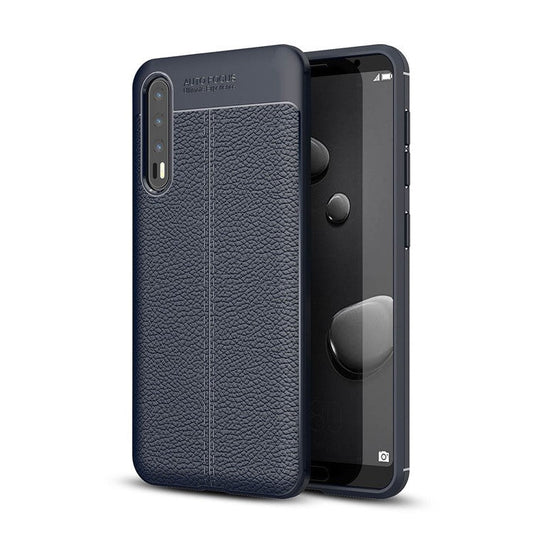 Litchi Grain Soft TPU Back Shell for Huawei P20 Pro - Dark Blue