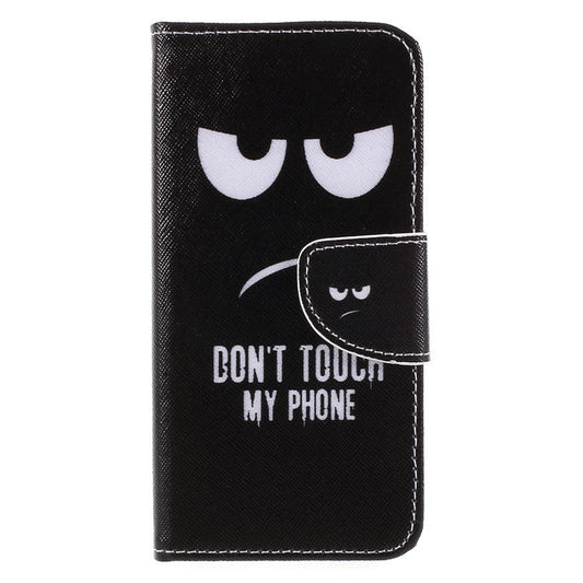 Pattern Printing Cross Texture Stand Wallet Leather Flip Cover for Huawei P Smart / Enjoy 7S - Angry Face