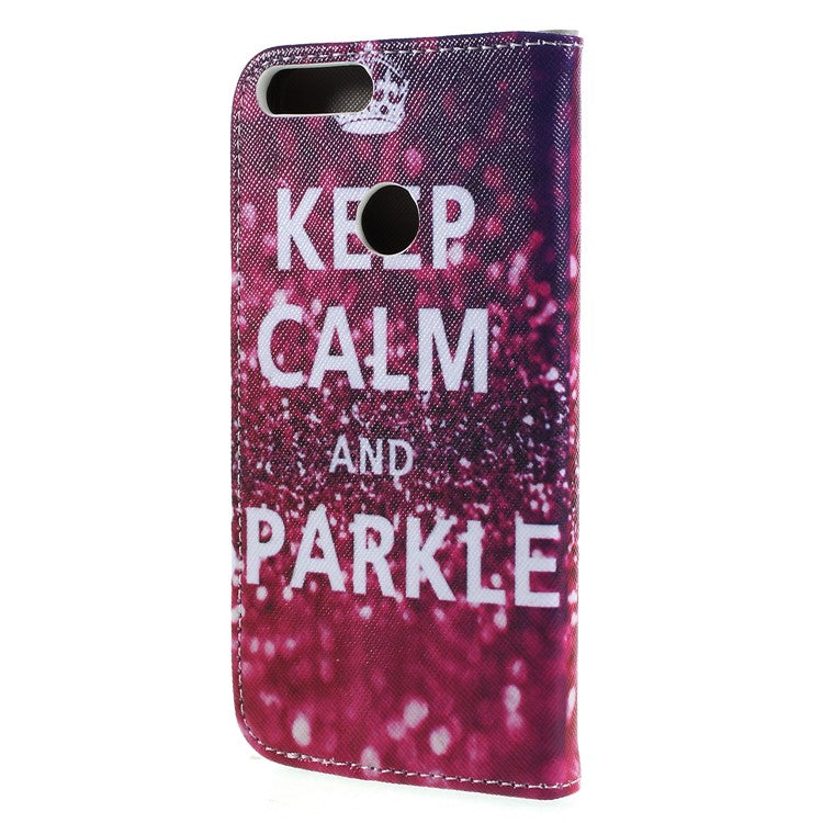 Pattern Printing Cross Texture Stand Wallet Leather Flip Case for Huawei P Smart / Enjoy 7S - Keep Calm