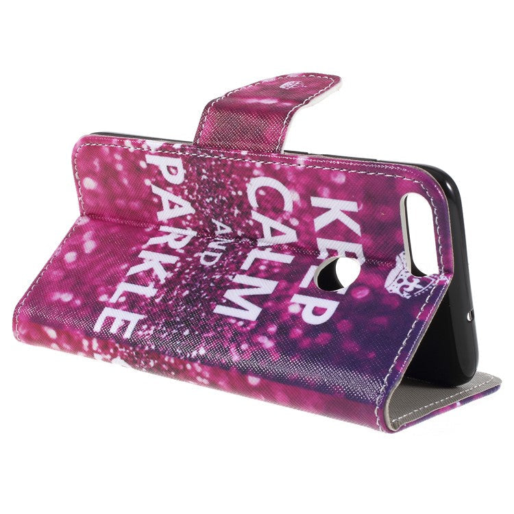 Pattern Printing Cross Texture Stand Wallet Leather Flip Case for Huawei P Smart / Enjoy 7S - Keep Calm