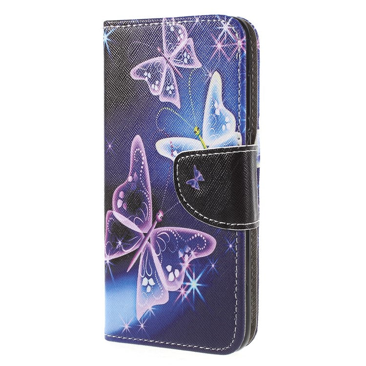 Pattern Printing Cross Grain Wallet Stand Leather Flip Cover for Huawei P Smart / Enjoy 7S - Beautiful Butterfly