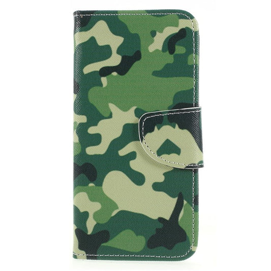 Pattern Printing Cross Grain Wallet Stand PU Leather Case Shell for Huawei P Smart / Enjoy 7S - Camouflage Cloth