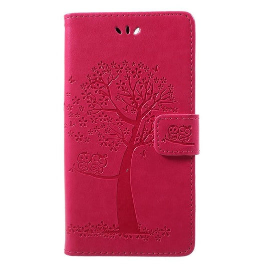 Imprint Tree Owl Pattern Wallet Leather Shell for Huawei Honor 9 Lite / Honor 9 Youth Edition - Rose