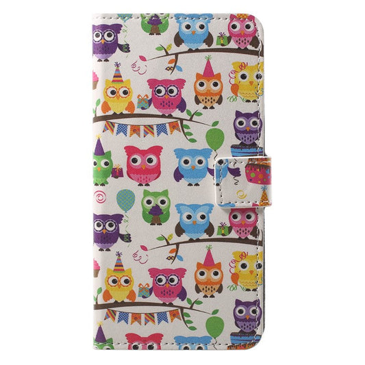 Patterned Wallet Stand Leather Mobile Case for Huawei P20 Pro - Multiple Cute Owls