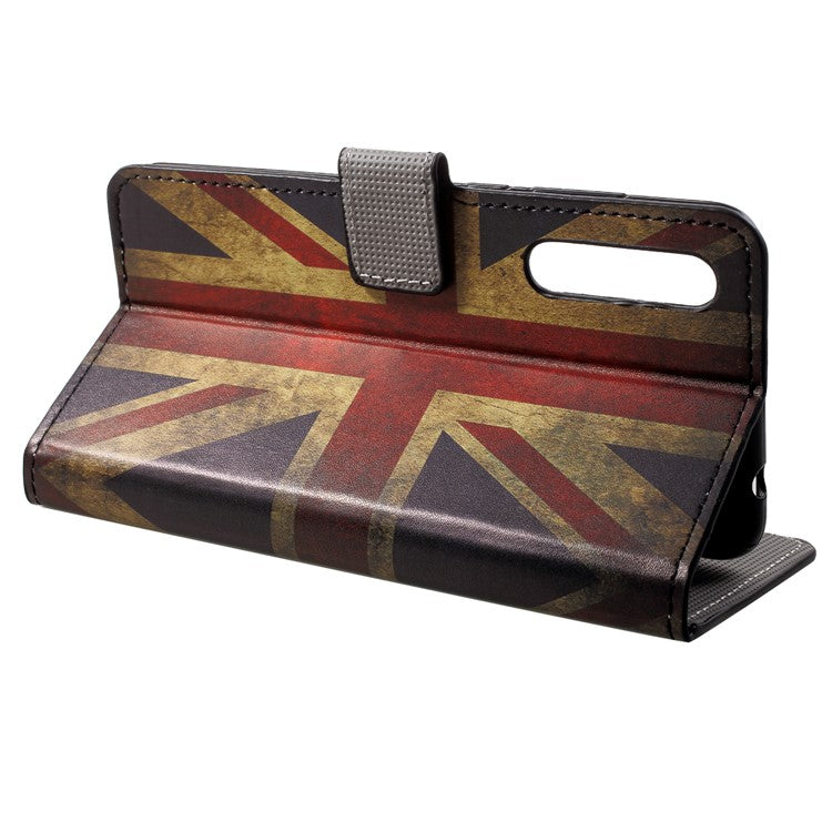 Patterned Card Holder Stand Leather Mobile Casing for Huawei P20 Pro - Vintage UK Flag