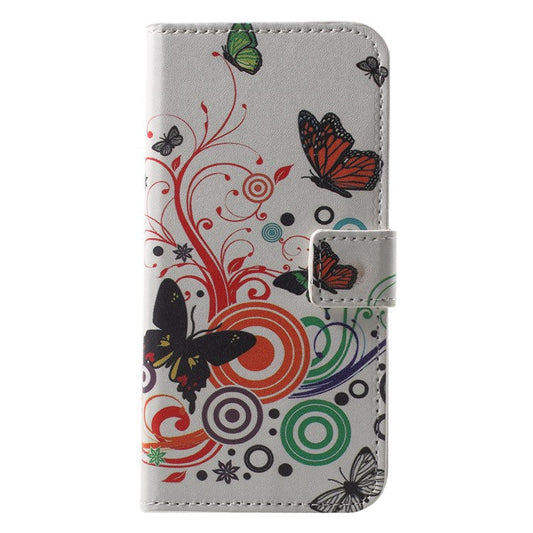 Pattern Printing Wallet Stand Leather Phone Case for Huawei P20 Lite / Nova 3e - Butterfly and Circle