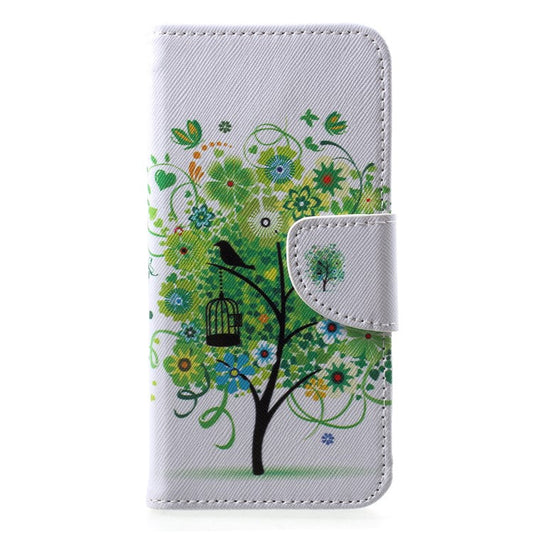 Pattern Printing Leather Wallet Phone Case for Huawei P20 Lite / Nova 3e - Green Tree