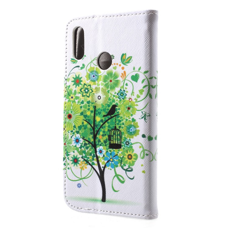 Pattern Printing Leather Wallet Phone Case for Huawei P20 Lite / Nova 3e - Green Tree