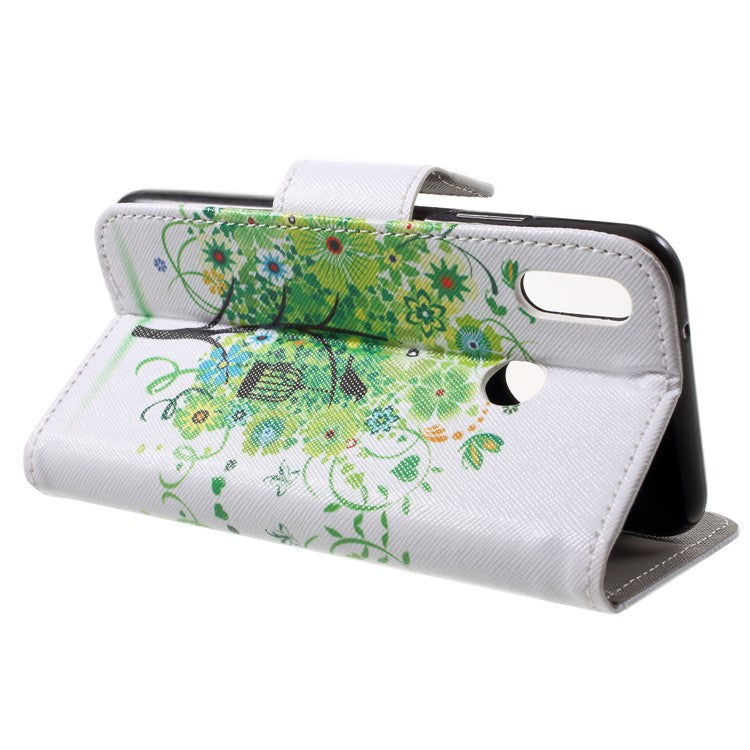 Pattern Printing Leather Wallet Phone Case for Huawei P20 Lite / Nova 3e - Green Tree