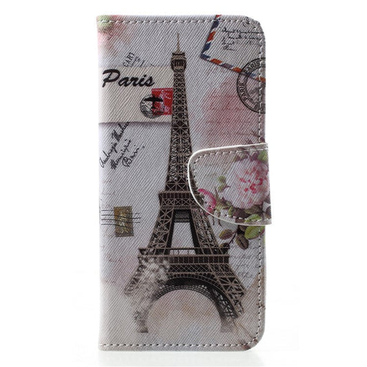 For Huawei P20 Lite / Nova 3e Pattern Printing Leather Wallet Protection Cover - Eiffel Tower