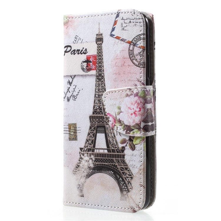 For Huawei P20 Lite / Nova 3e Pattern Printing Leather Wallet Protection Cover - Eiffel Tower