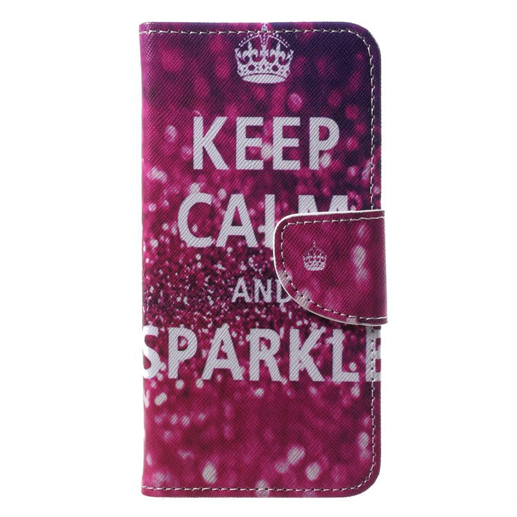 For Huawei P20 Lite / Nova 3e Pattern Printing Leather Wallet Phone Protective Flip Case - Quote Keep Calm and Sparkle